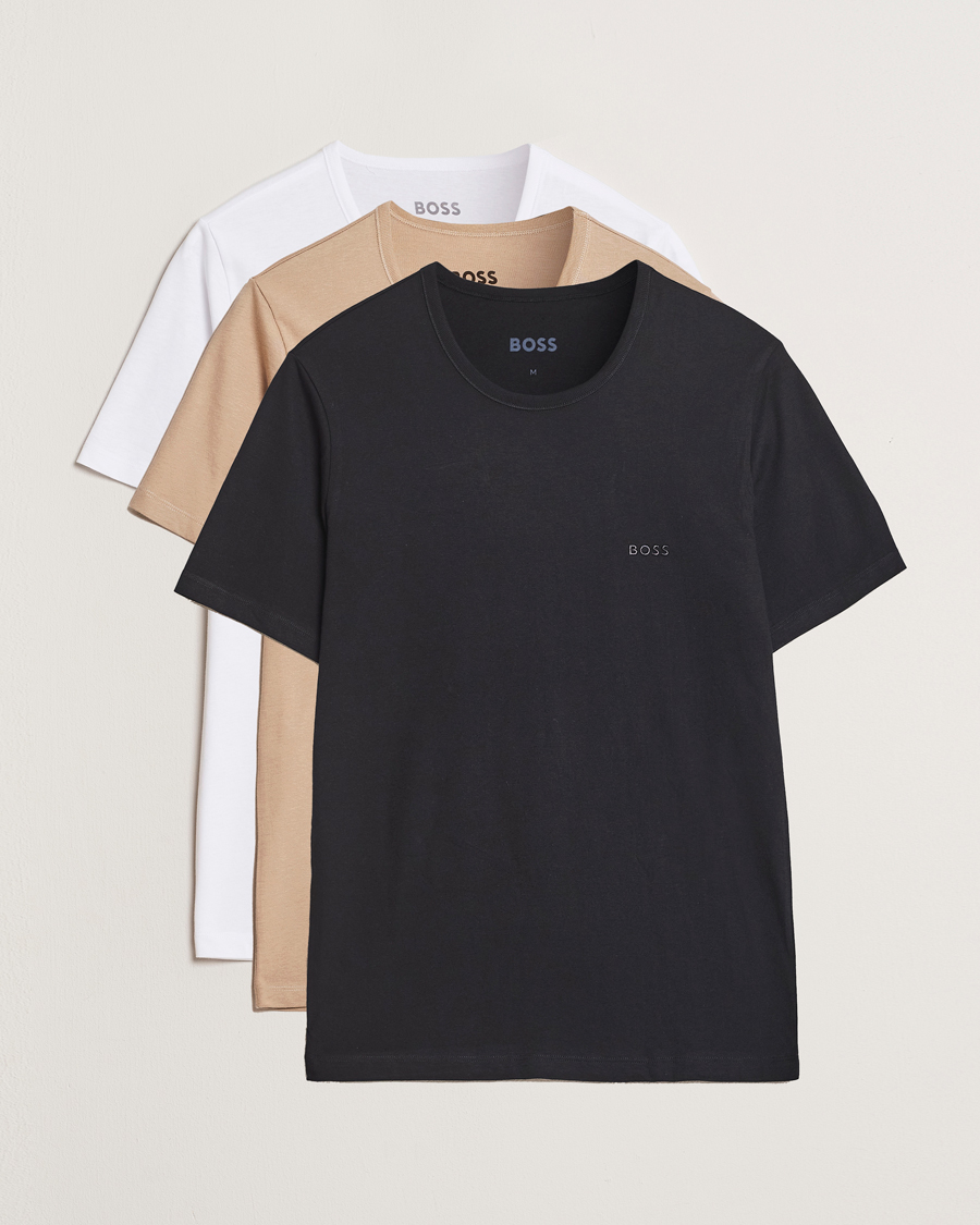 Heren | T-shirts | BOSS BLACK | 3-Pack Crew Neck T-Shirt Beige/Black/White