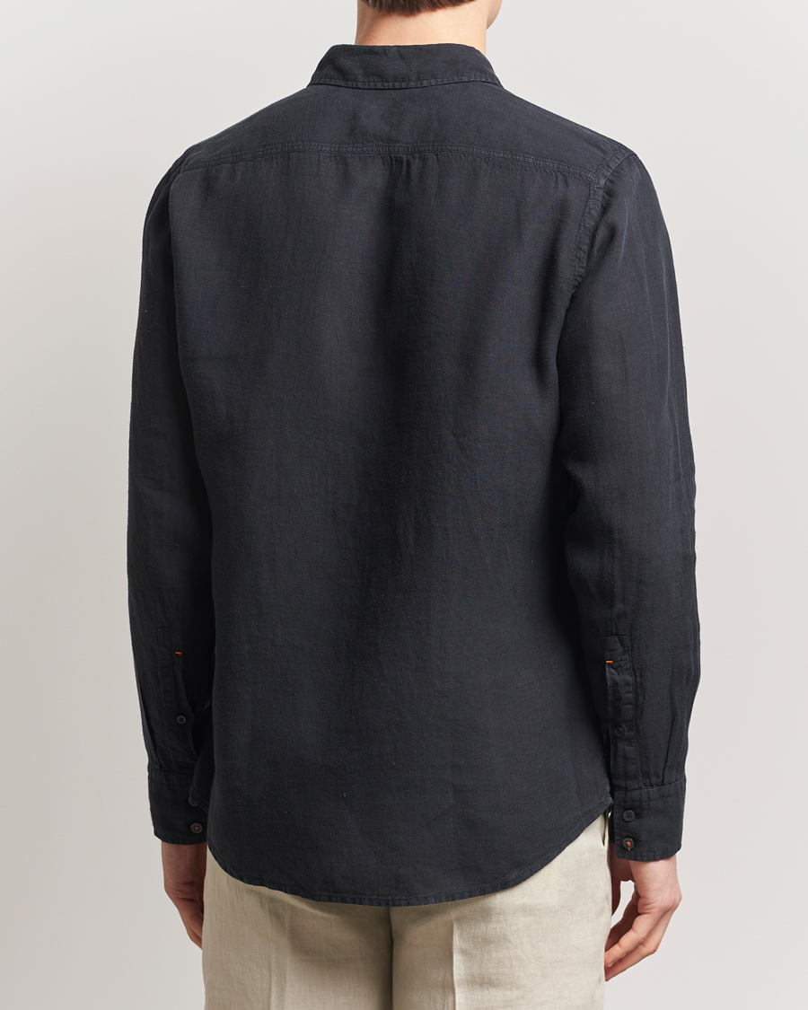 Heren | Overhemden | BOSS ORANGE | Relegant Linen Shirt Black