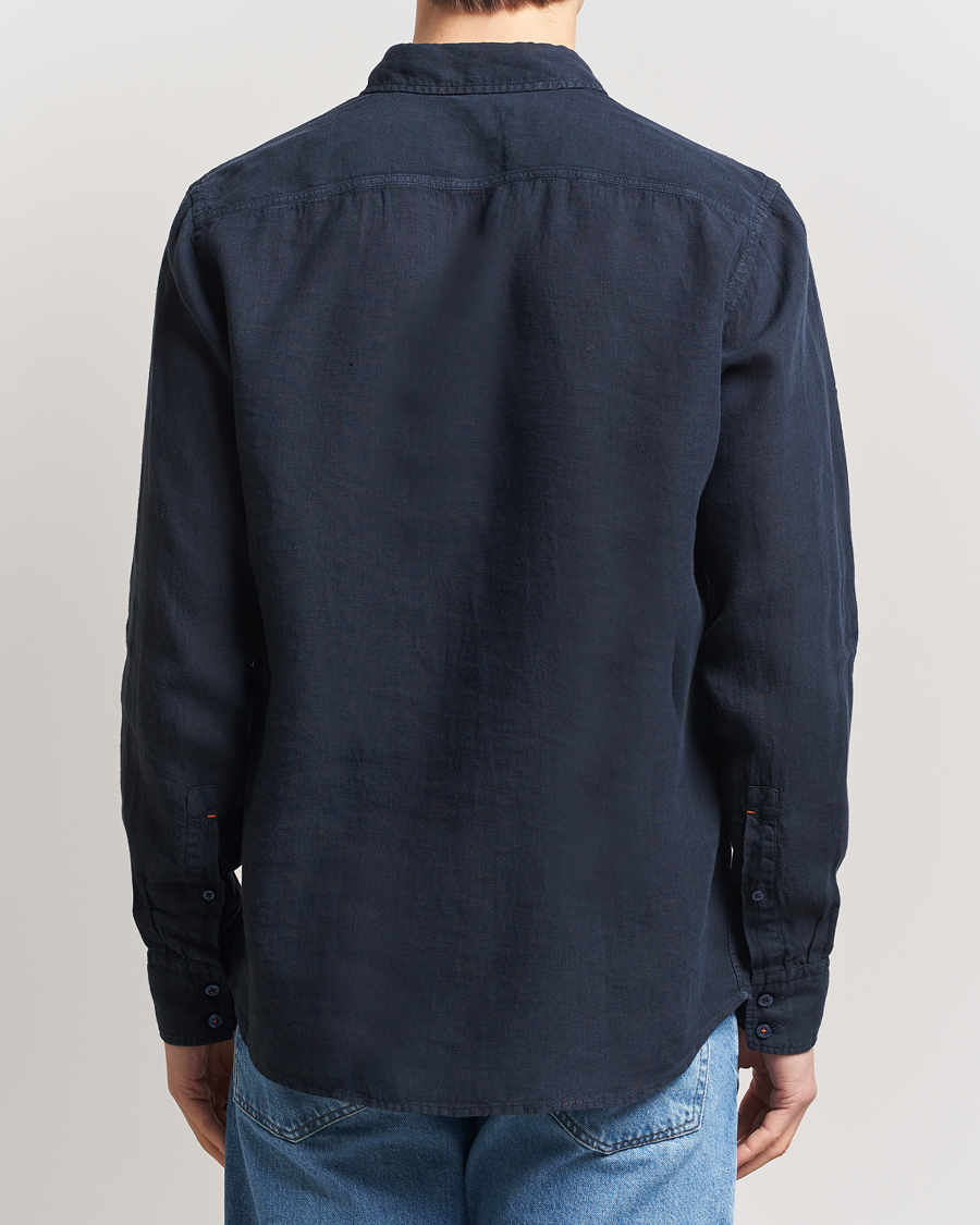Heren | Overhemden | BOSS ORANGE | Relegant Linen Shirt Dark Blue