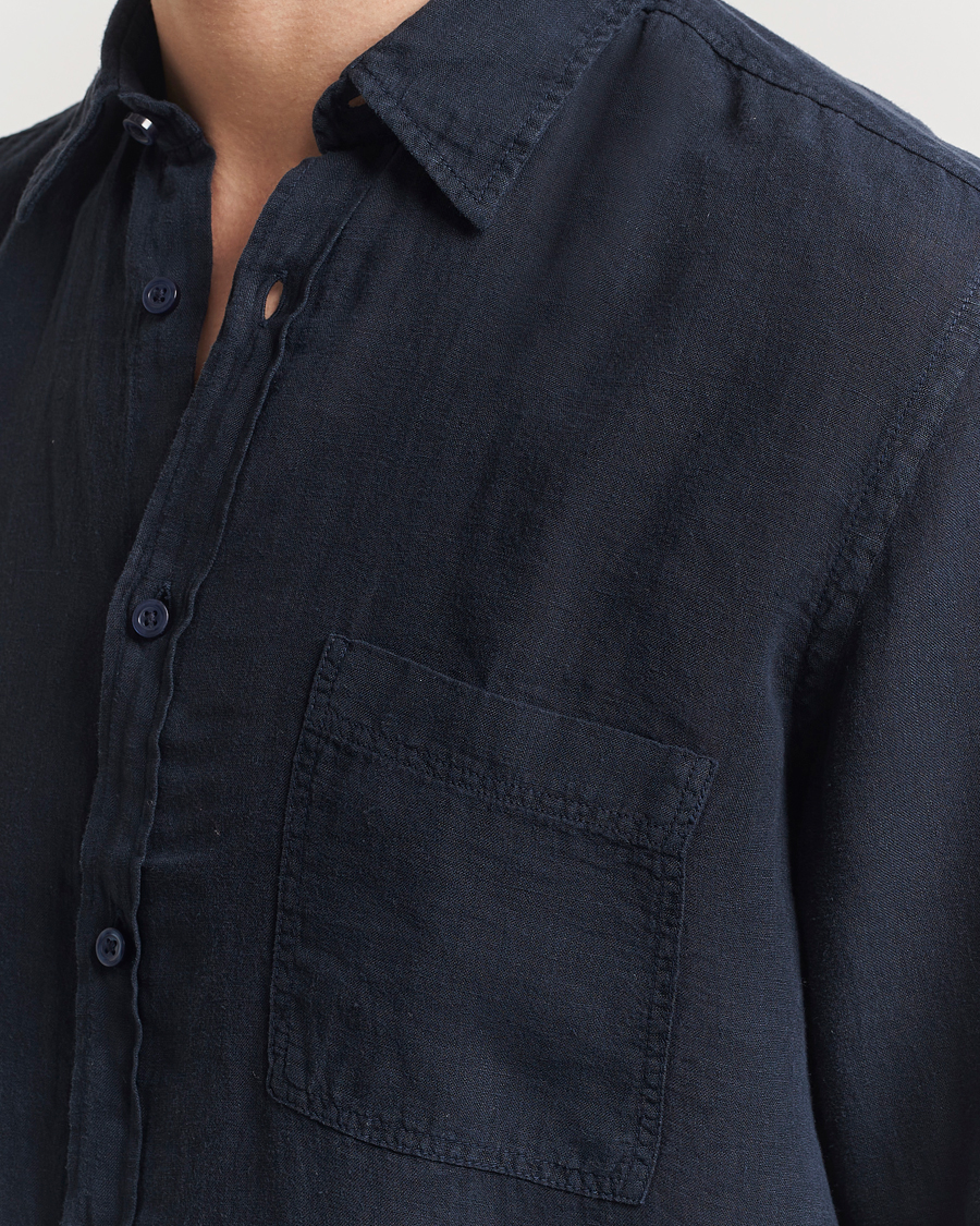 Heren | Overhemden | BOSS ORANGE | Relegant Linen Shirt Dark Blue