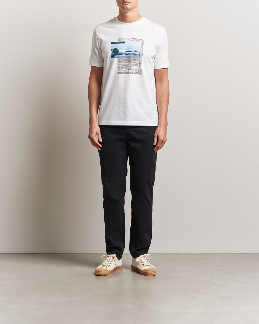 Heren | T-shirts | BOSS ORANGE | On The Way Printed Crew Neck T-Shirt White