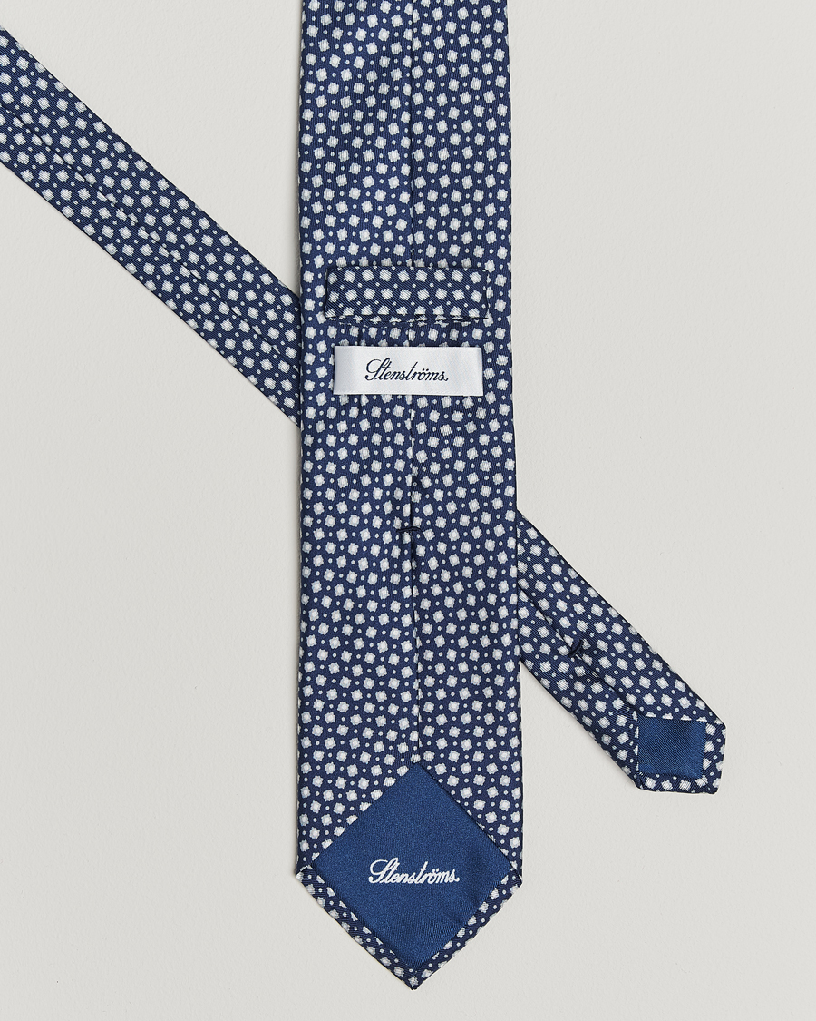 Heren | Stropdassen | Stenströms | Printed Silk Tie 7,5cm Blue