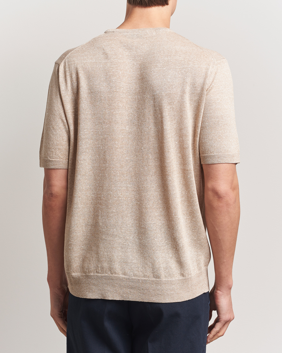 Heren | T-shirts | Morgano | Linen/Cotton T-Shirt Beige