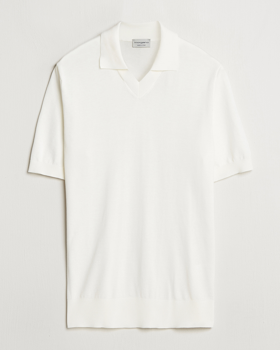 Heren | Polo's | Morgano | Knitted Organic Cotton Polo White