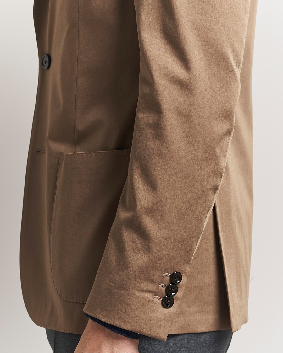 Heren | Blazers | Lardini | Cotton Satin Stretch Blazer Light Brown