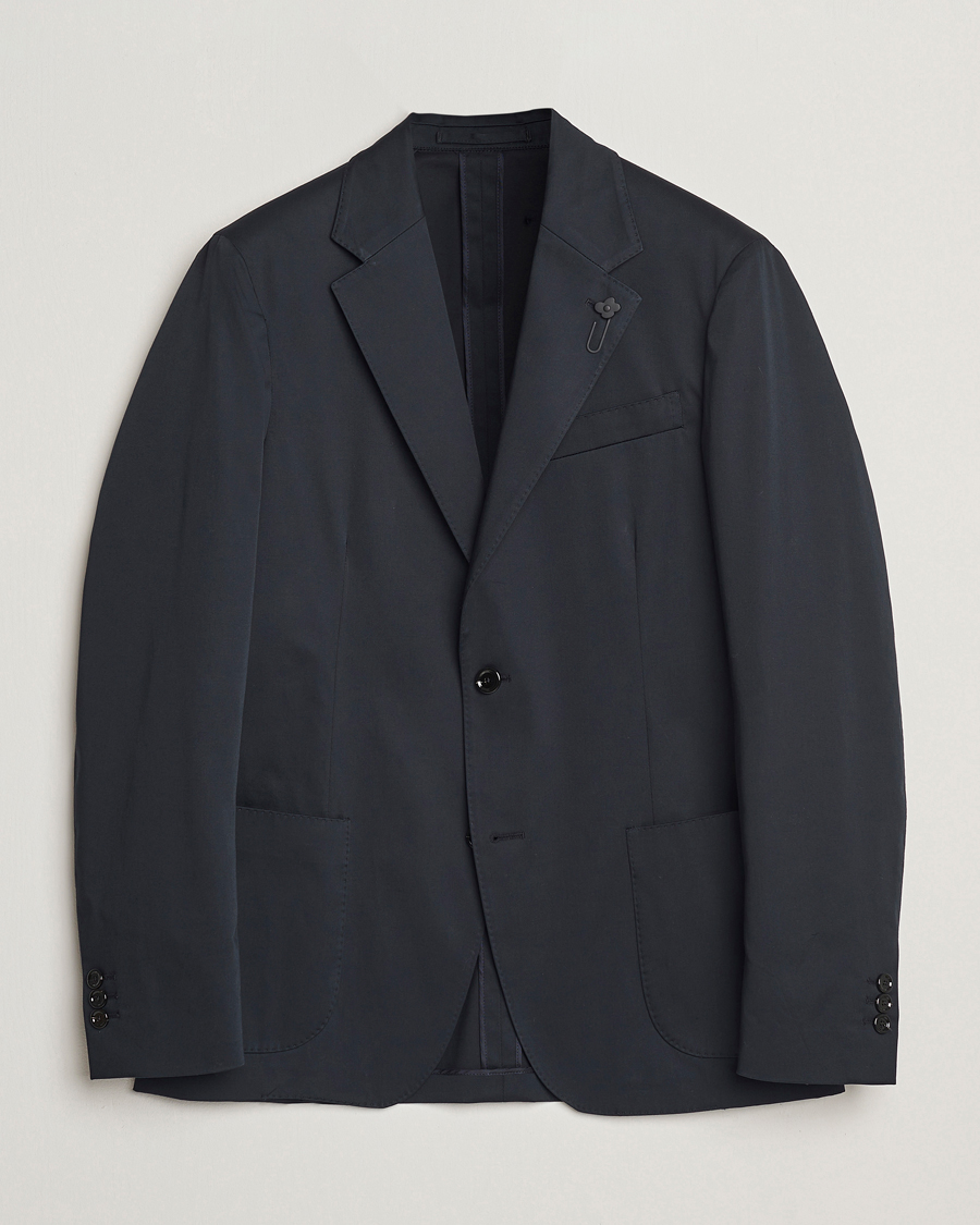 Heren | Blazers | Lardini | Cotton Satin Stretch Blazer Navy