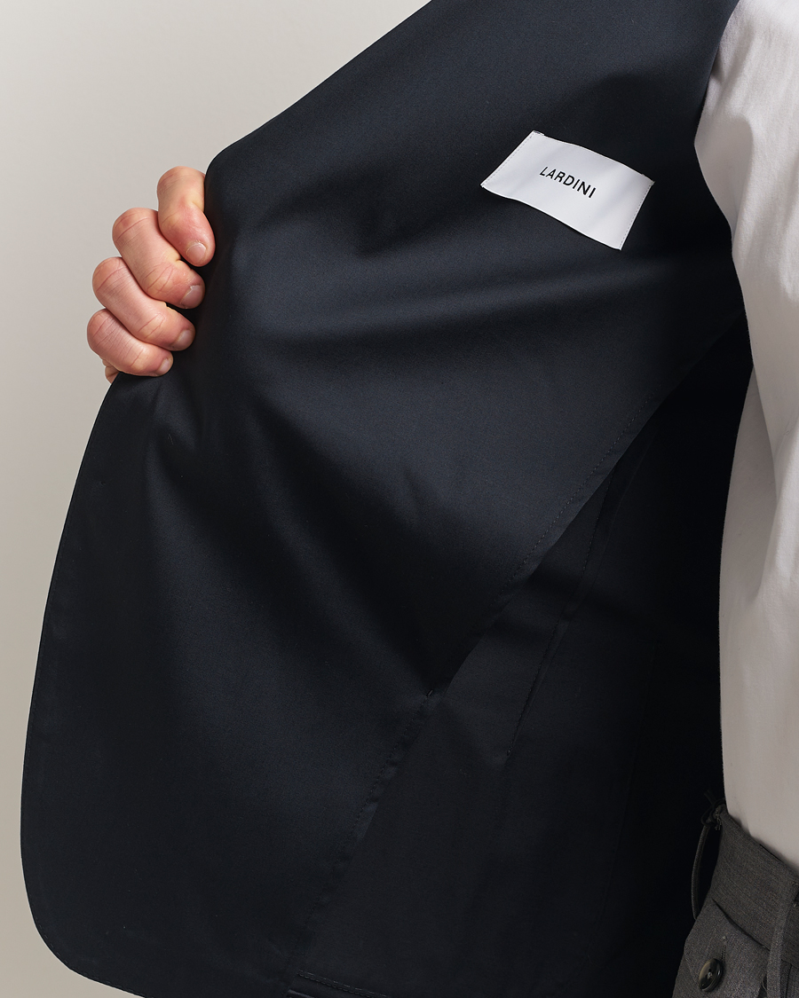 Heren | Blazers | Lardini | Cotton Satin Stretch Blazer Navy