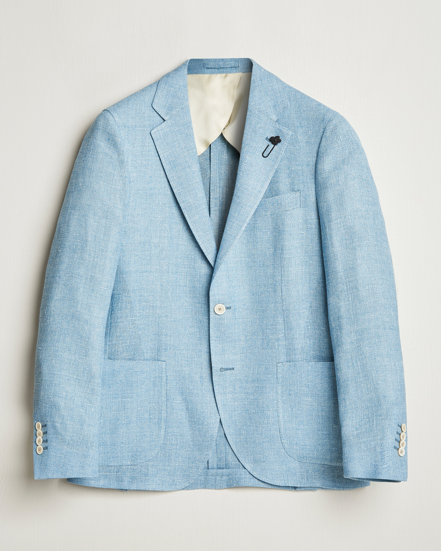 Heren | Blazers | Lardini | Linen Crepe Canvas Blazer Light Blue