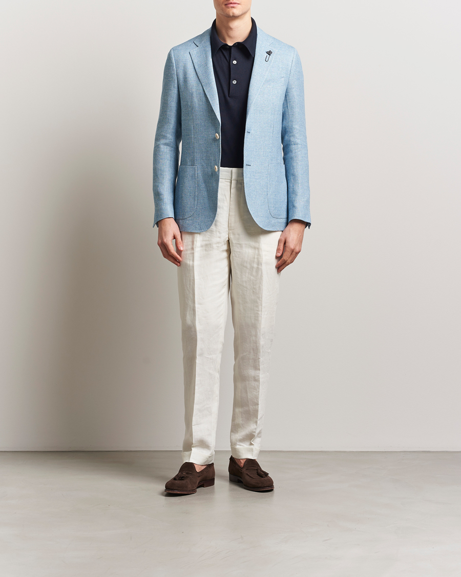 Heren | Blazers | Lardini | Linen Crepe Canvas Blazer Light Blue