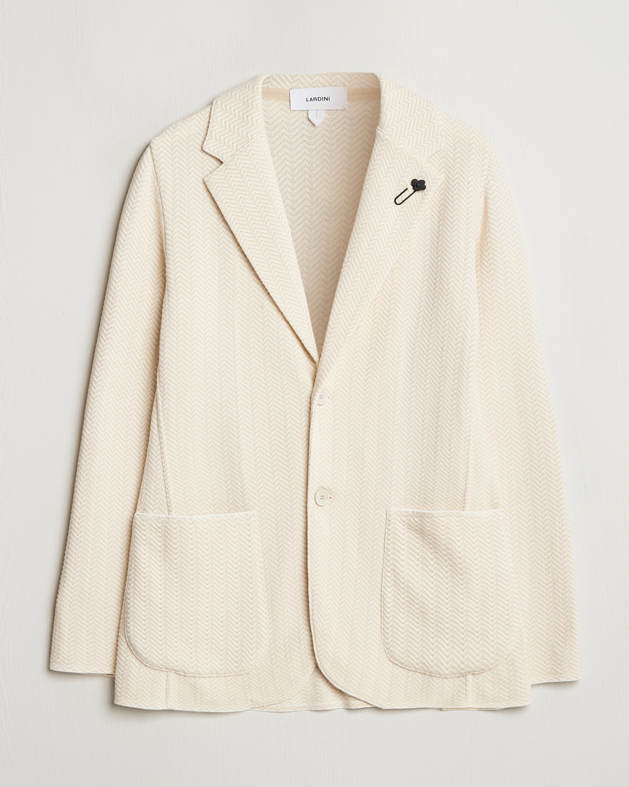 Heren | Blazers | Lardini | Knitted Cotton Structured Blazer White/Beige