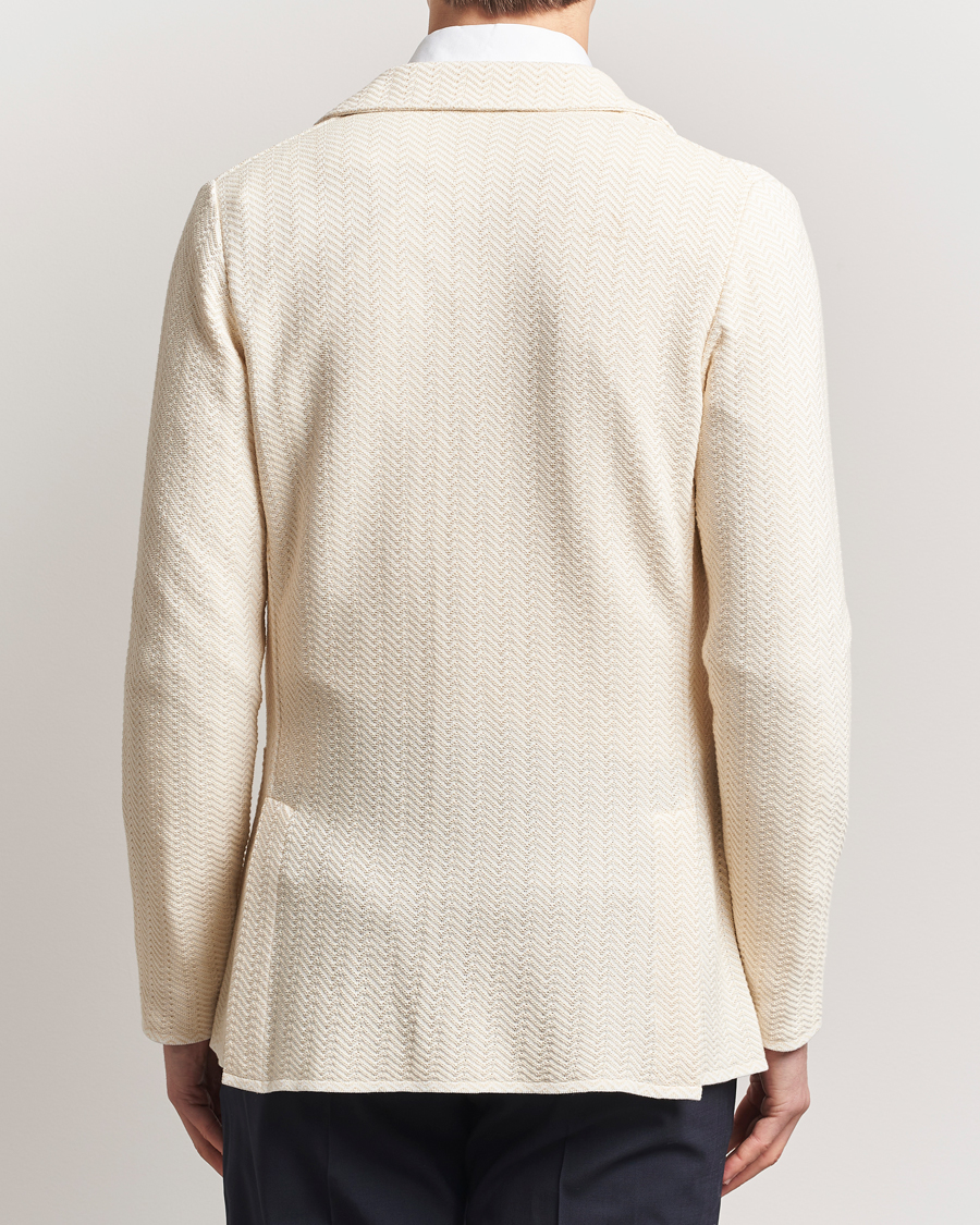 Heren | Blazers | Lardini | Knitted Cotton Structured Blazer White/Beige