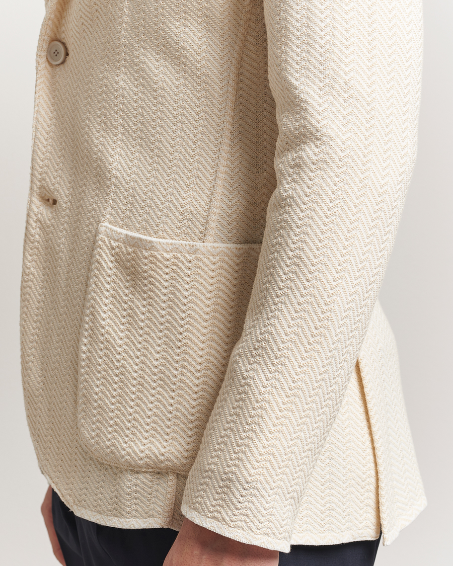 Heren | Blazers | Lardini | Knitted Cotton Structured Blazer White/Beige