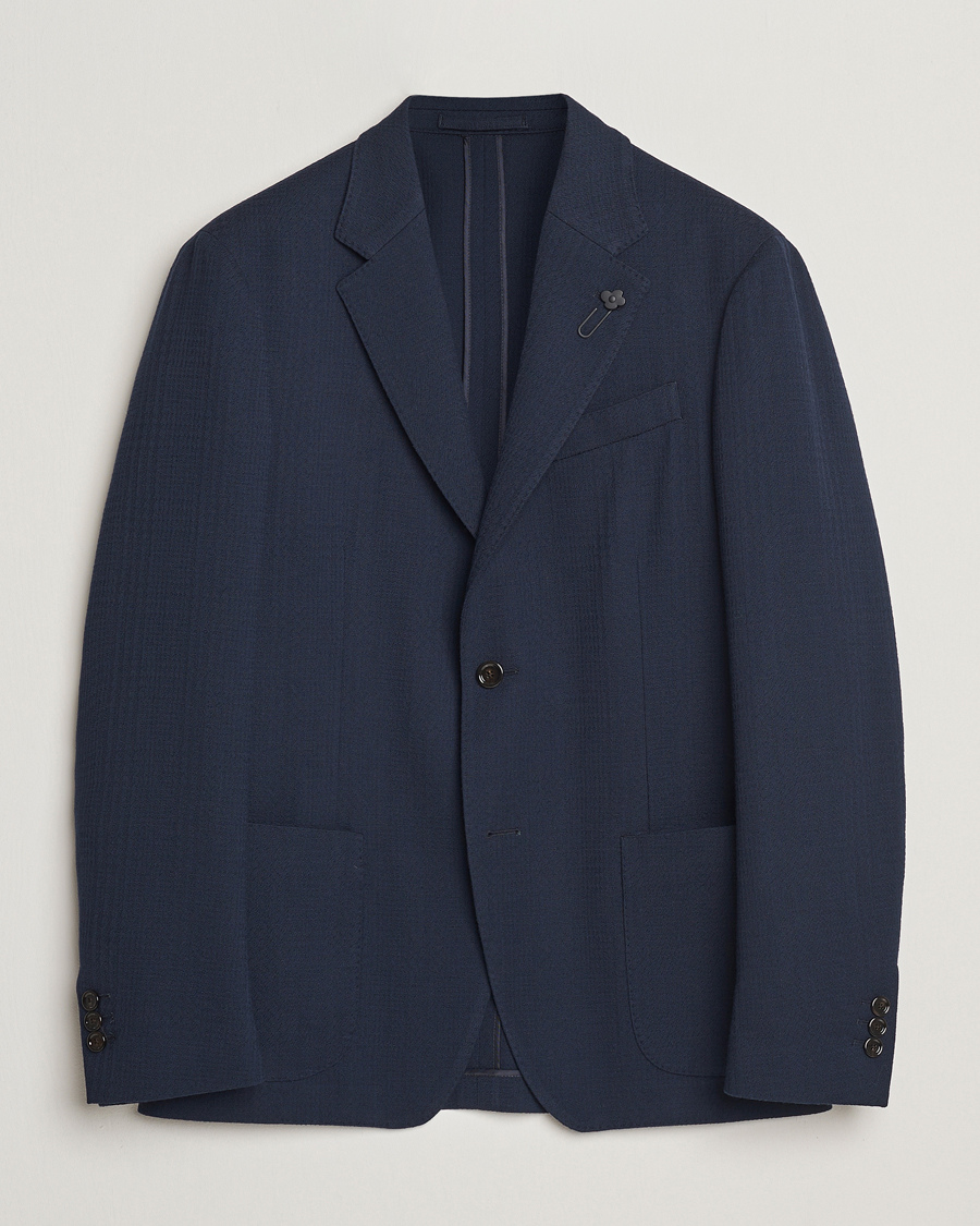 Heren | Blazers | Lardini | Wool/Cotton Structured Blazer Navy