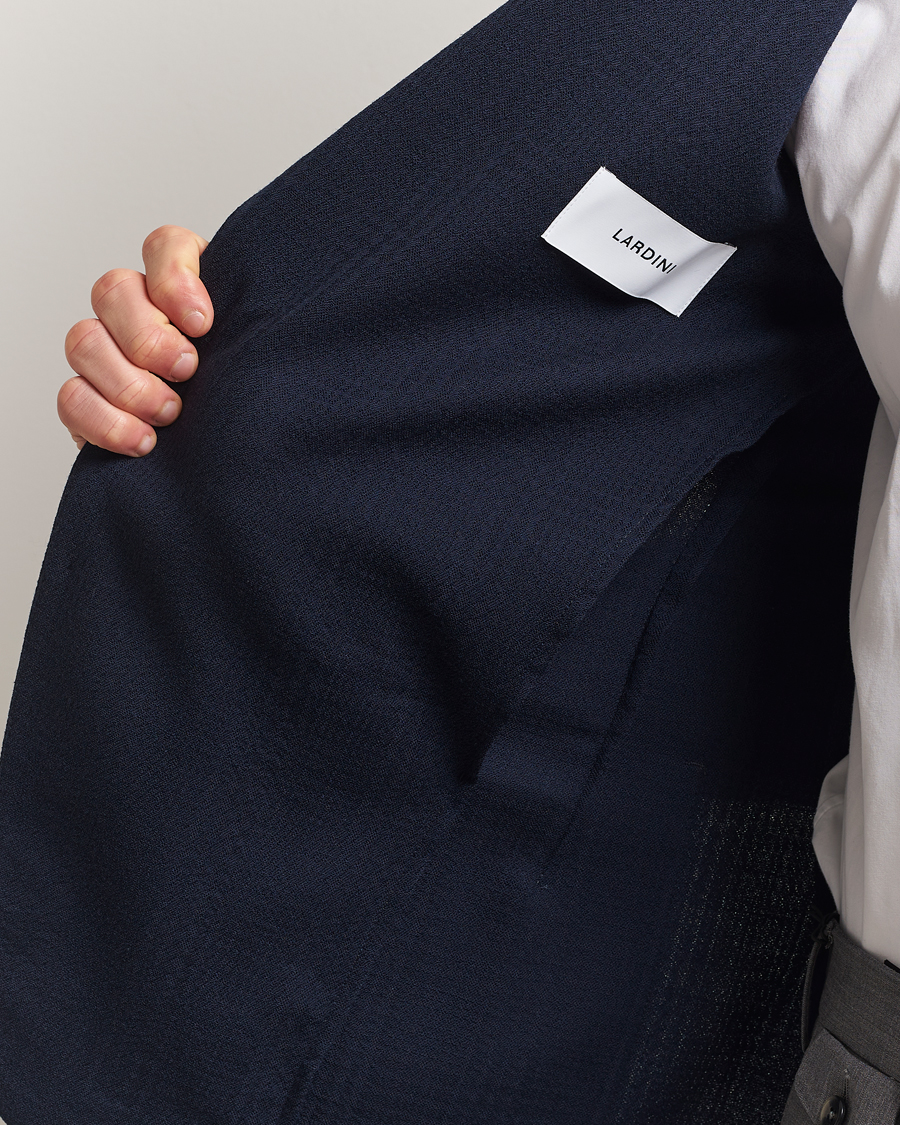 Heren | Blazers | Lardini | Wool/Cotton Structured Blazer Navy
