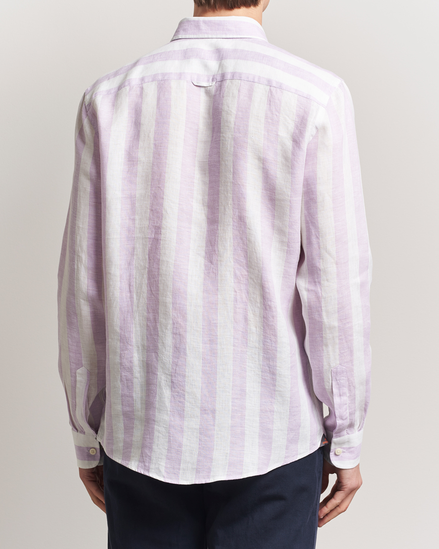 Heren | Overhemden | Morris | Douglas Striped Linen Shirt Purple