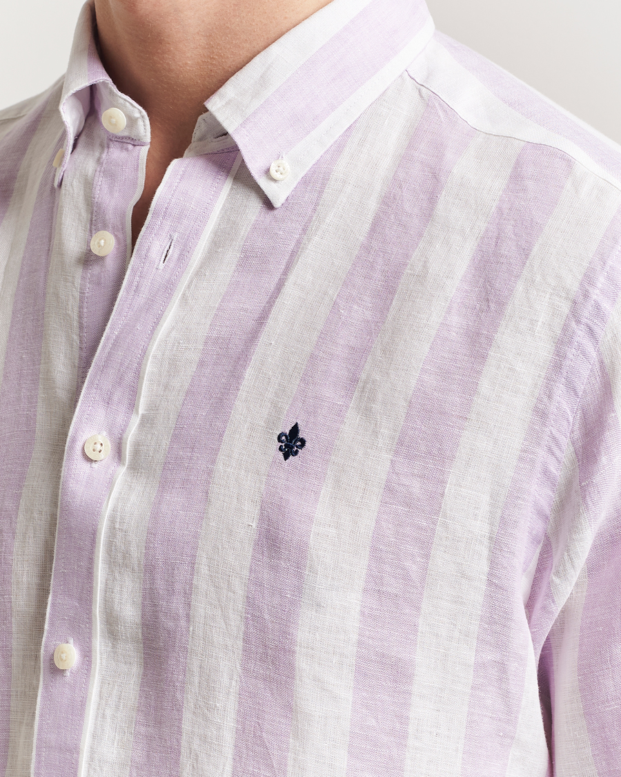 Heren | Overhemden | Morris | Douglas Striped Linen Shirt Purple