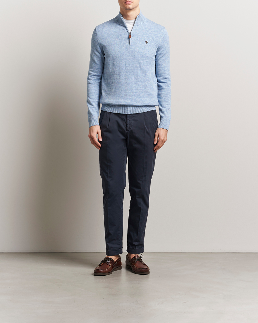 Heren | Truien | Morris | Randall Half Zip Light Blue