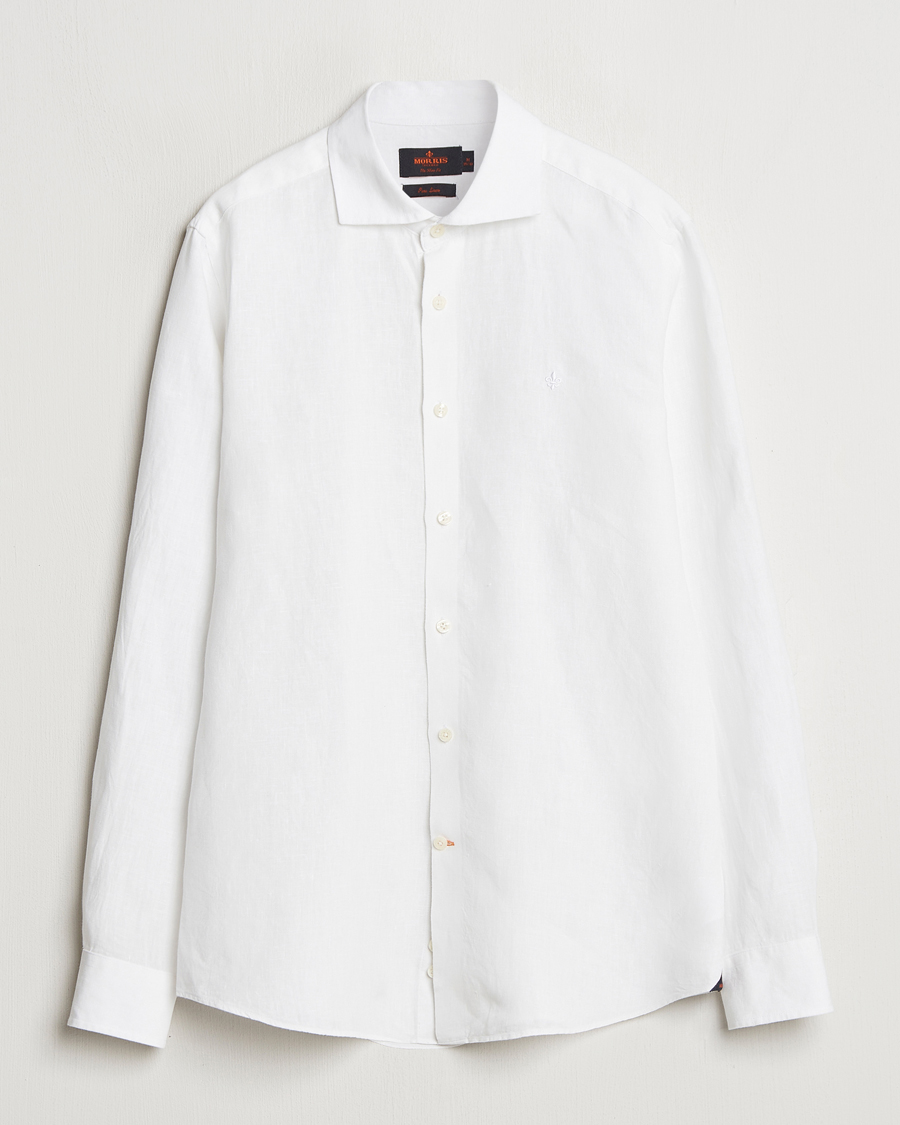 Heren | Overhemden | Morris | Slim Fit Linen Shirt White