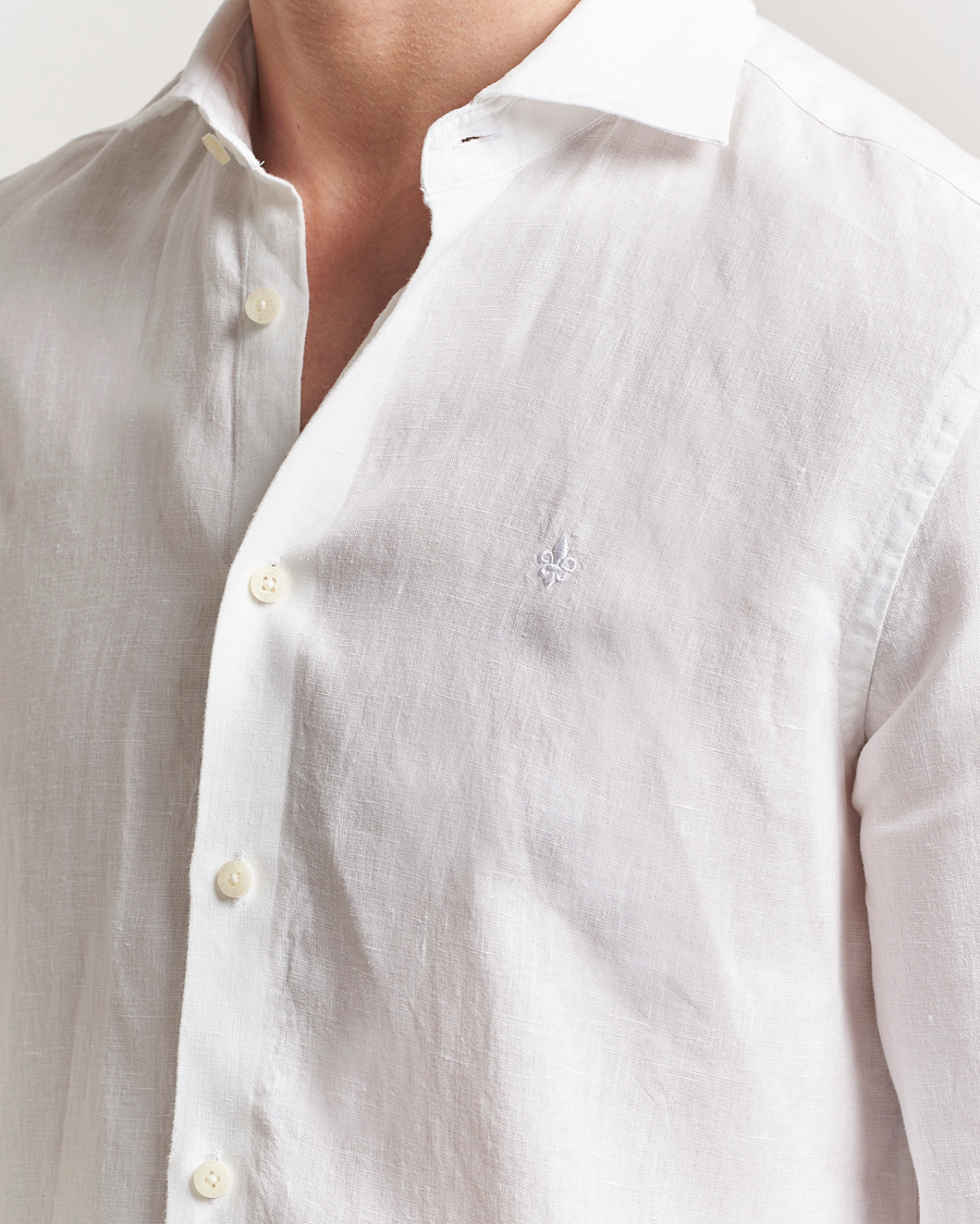 Heren | Overhemden | Morris | Slim Fit Linen Shirt White