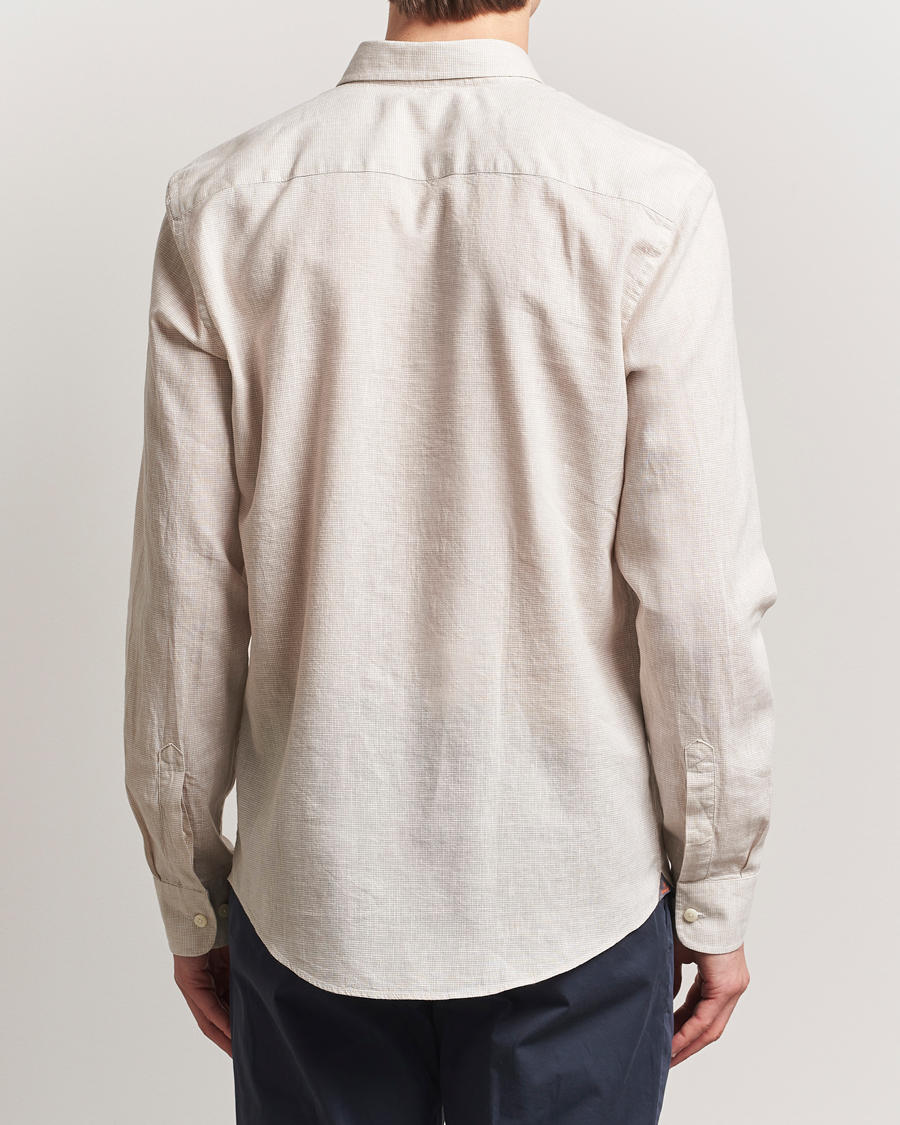 Heren | Overhemden | Morris | Linen Checked Shirt Khaki