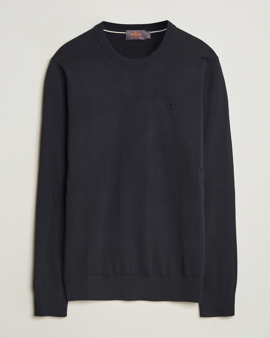 Heren | Truien | Morris | Riley Cotton O-Neck Dark Blue
