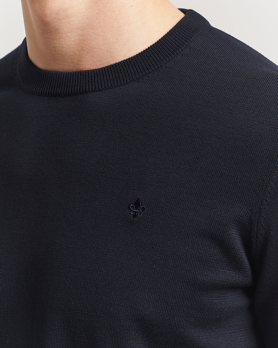 Heren | Truien | Morris | Riley Cotton O-Neck Dark Blue