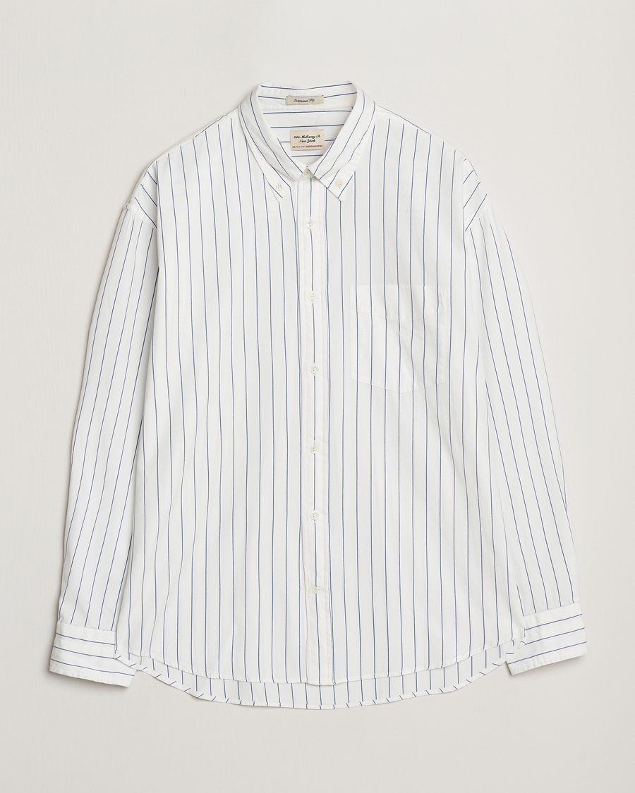 Heren | Overhemden | GANT 240 Mulberry Street | Oversized Dreamy Striped Oxford Shirt Eggshell