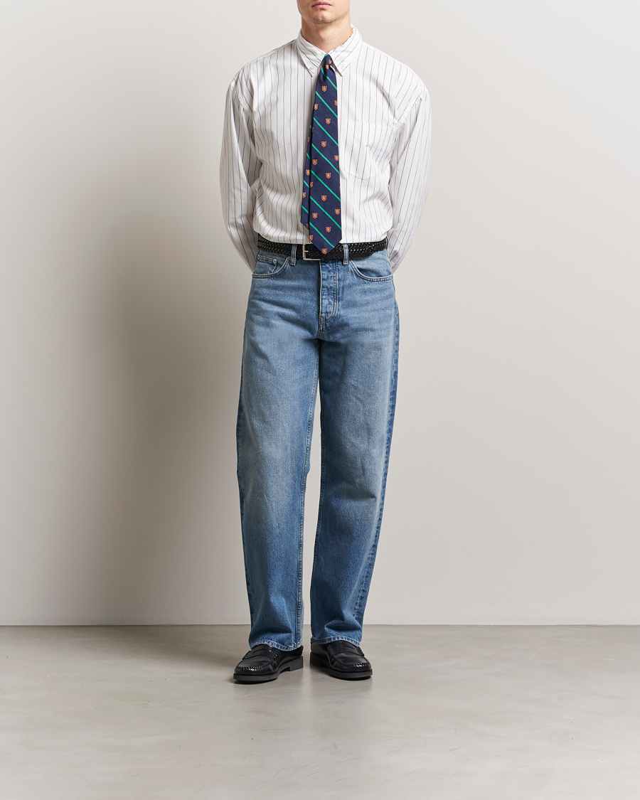 Heren | Overhemden | GANT 240 Mulberry Street | Oversized Dreamy Striped Oxford Shirt Eggshell