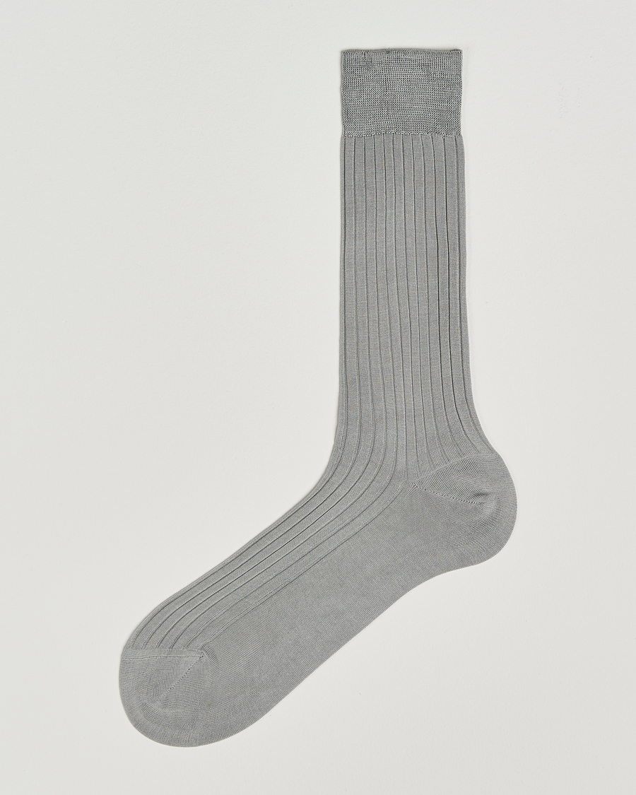 Heren | Ondergoed | Bresciani | Cotton Ribbed Short Socks Light Grey Melange