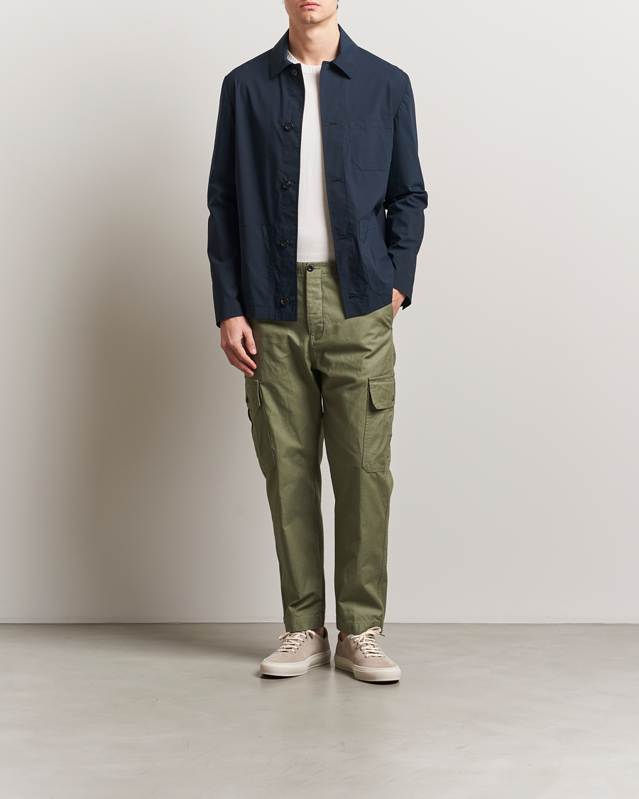 Heren | Jassen | Incotex | Cotton Poplin Shirt Jacket Navy