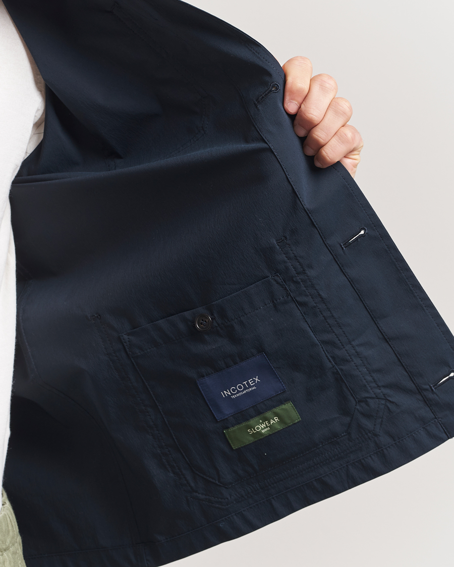 Heren | Jassen | Incotex | Cotton Poplin Shirt Jacket Navy