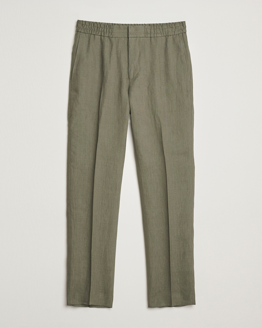Heren | Broeken | Tiger of Sweden | Tannen Linen Drawstring Trousers Thyme Green