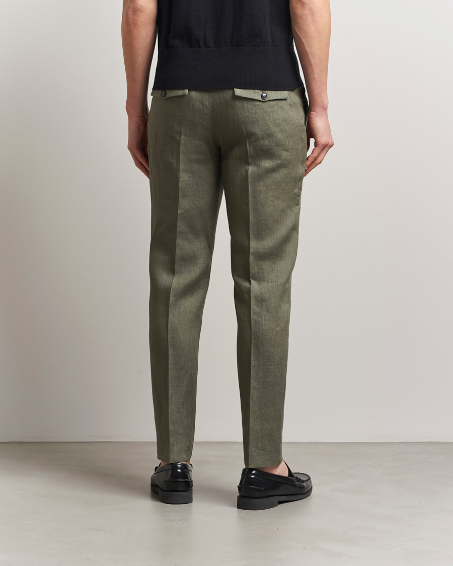 Heren | Broeken | Tiger of Sweden | Tannen Linen Drawstring Trousers Thyme Green