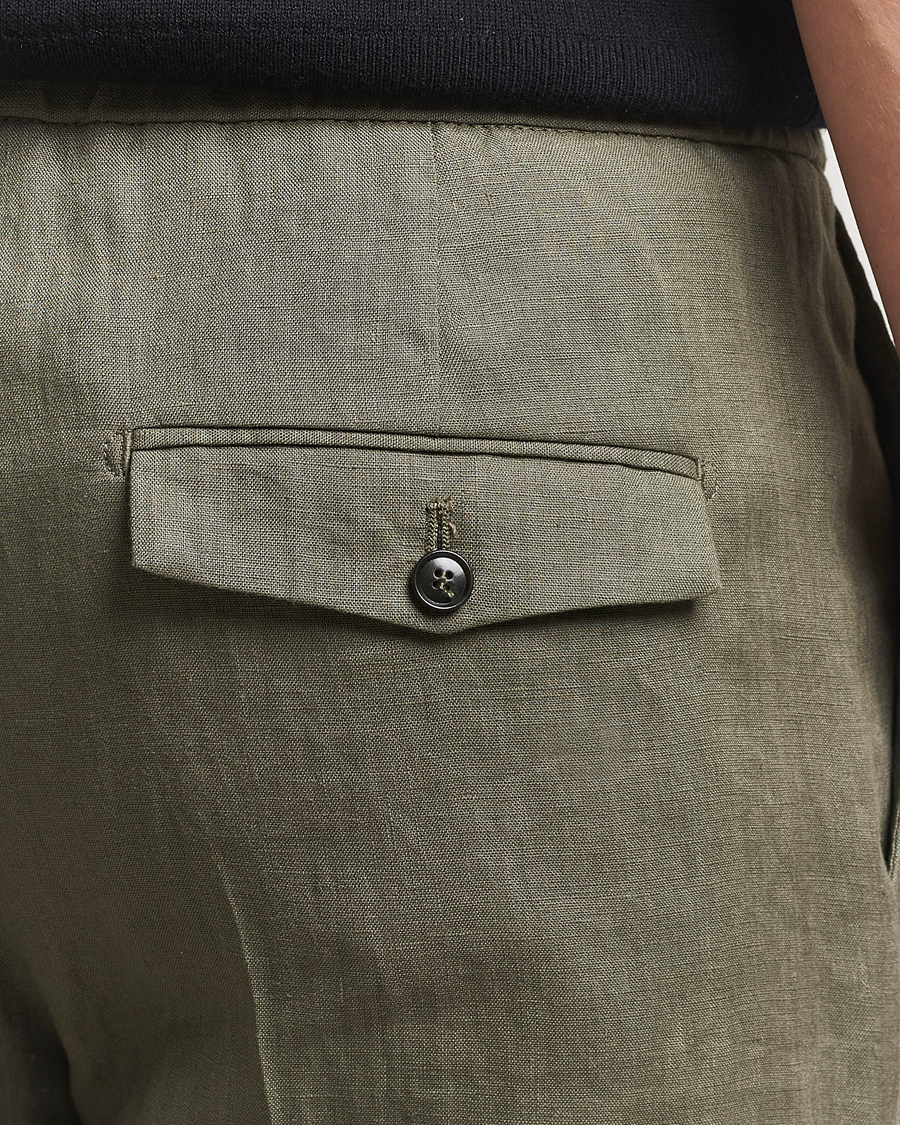 Heren | Broeken | Tiger of Sweden | Tannen Linen Drawstring Trousers Thyme Green