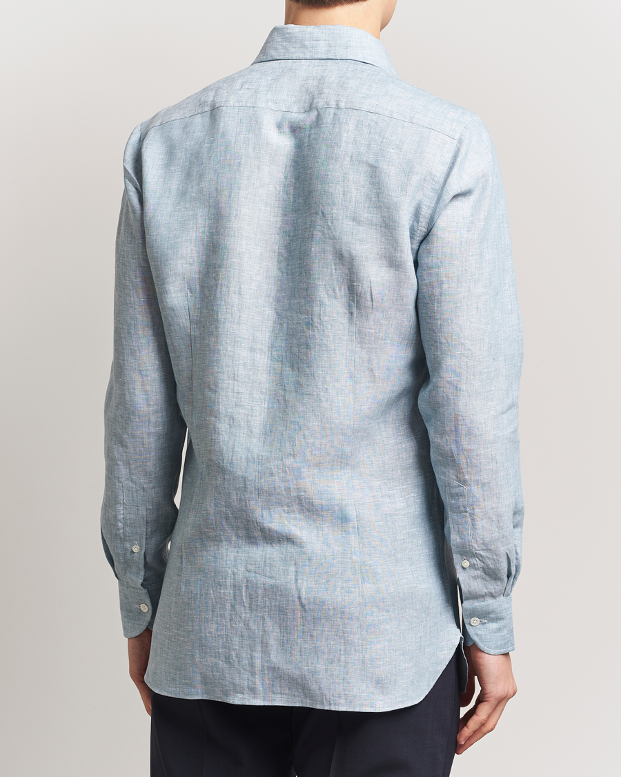 Heren | Overhemden | 100Hands | Cut Away Linen Shirt Blue