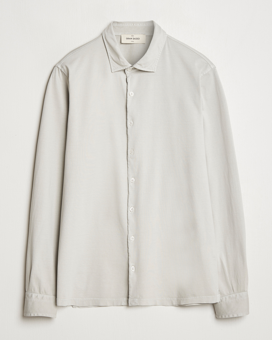 Heren | Overhemden | Gran Sasso | Washed Cotton Jersey Shirt Beige