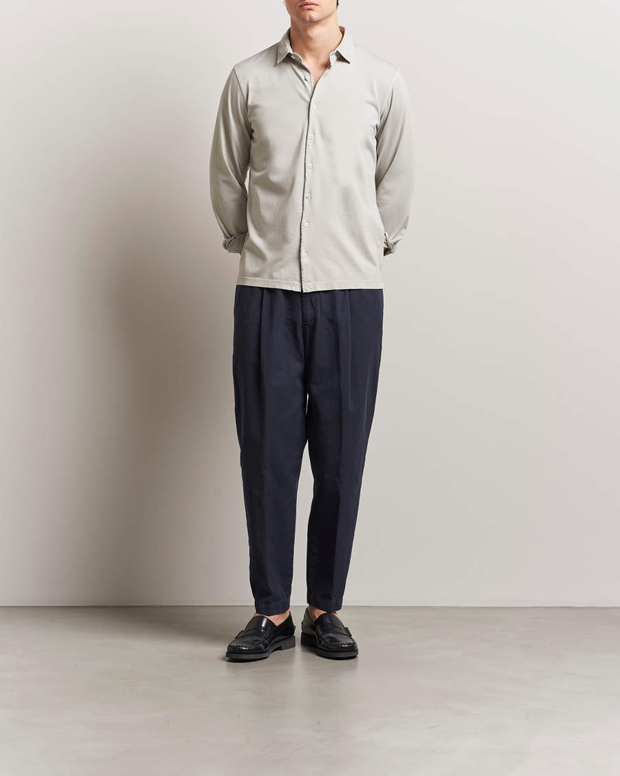 Heren | Overhemden | Gran Sasso | Washed Cotton Jersey Shirt Beige