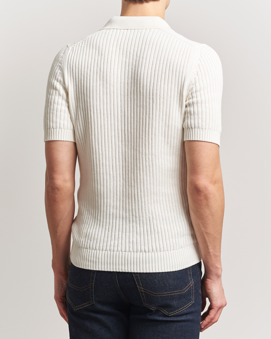 Heren | Polo's | Gran Sasso | Cotton Heavy Knitted Open Collar Polo Cream
