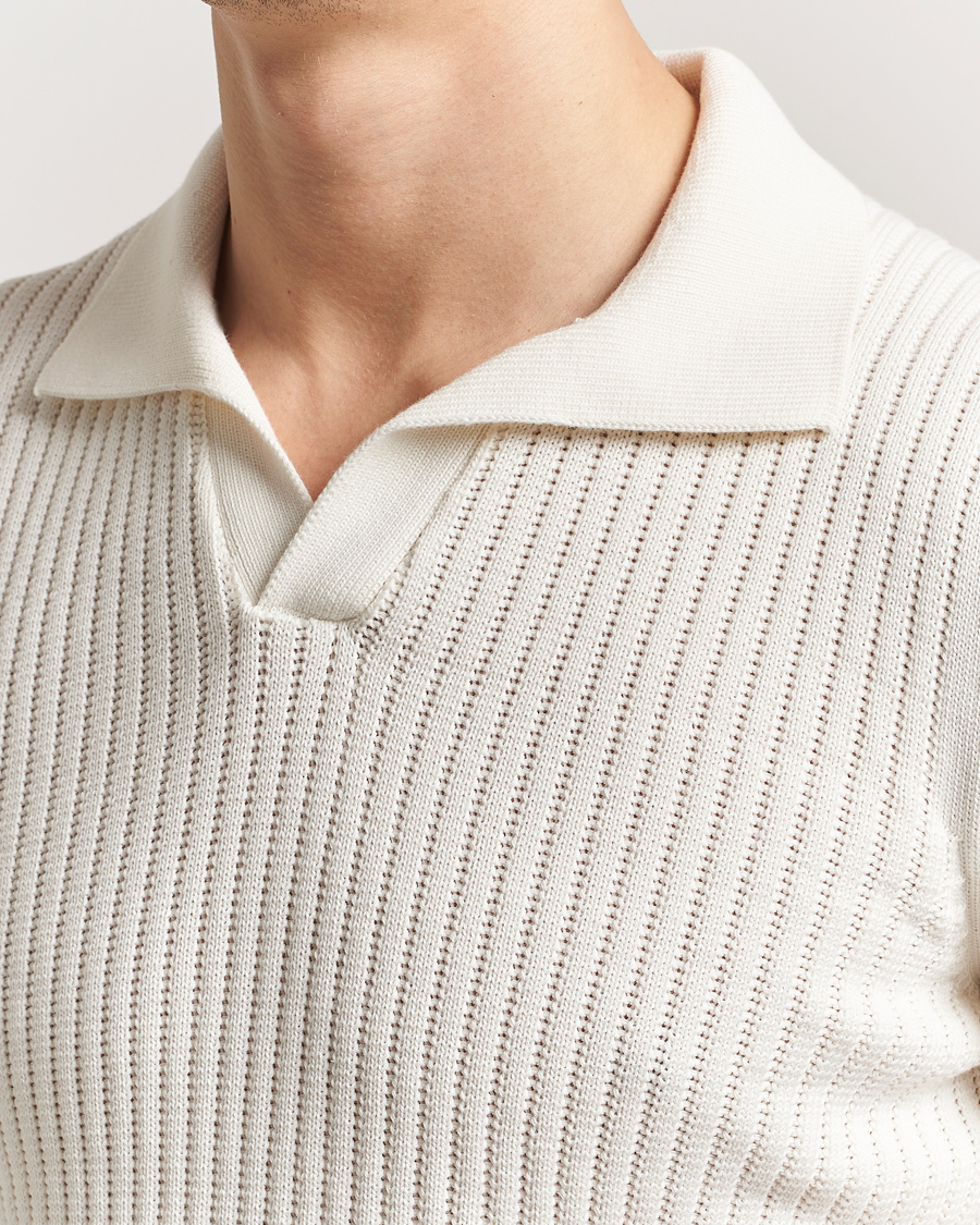 Heren | Polo's | Gran Sasso | Cotton Heavy Knitted Open Collar Polo Cream