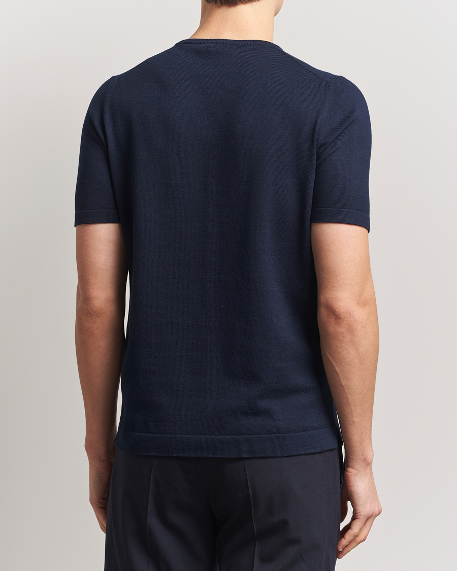 Heren | T-shirts | Gran Sasso | Cotton Knitted Crew Neck T-Shirt Navy