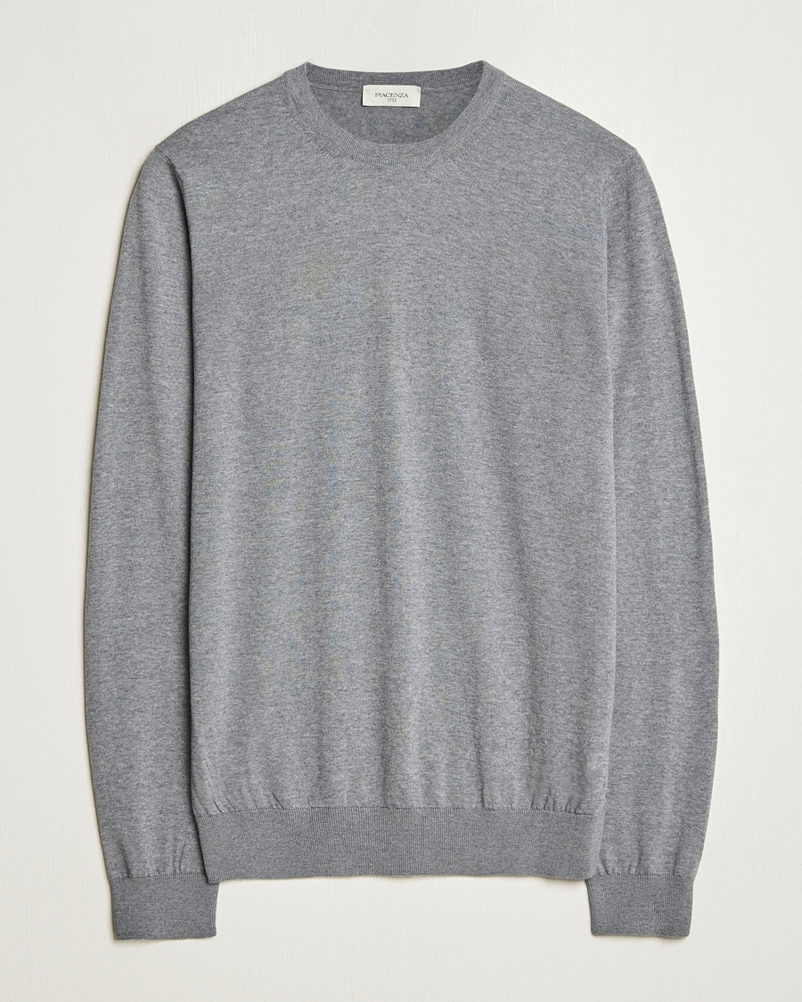 Heren | Truien | Piacenza Cashmere | Merino Wool Crew Neck Sweater Light Grey