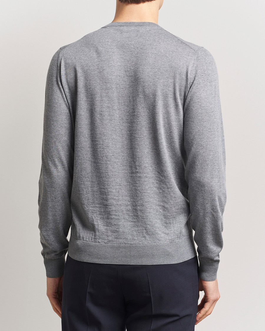 Heren | Truien | Piacenza Cashmere | Merino Wool Crew Neck Sweater Light Grey