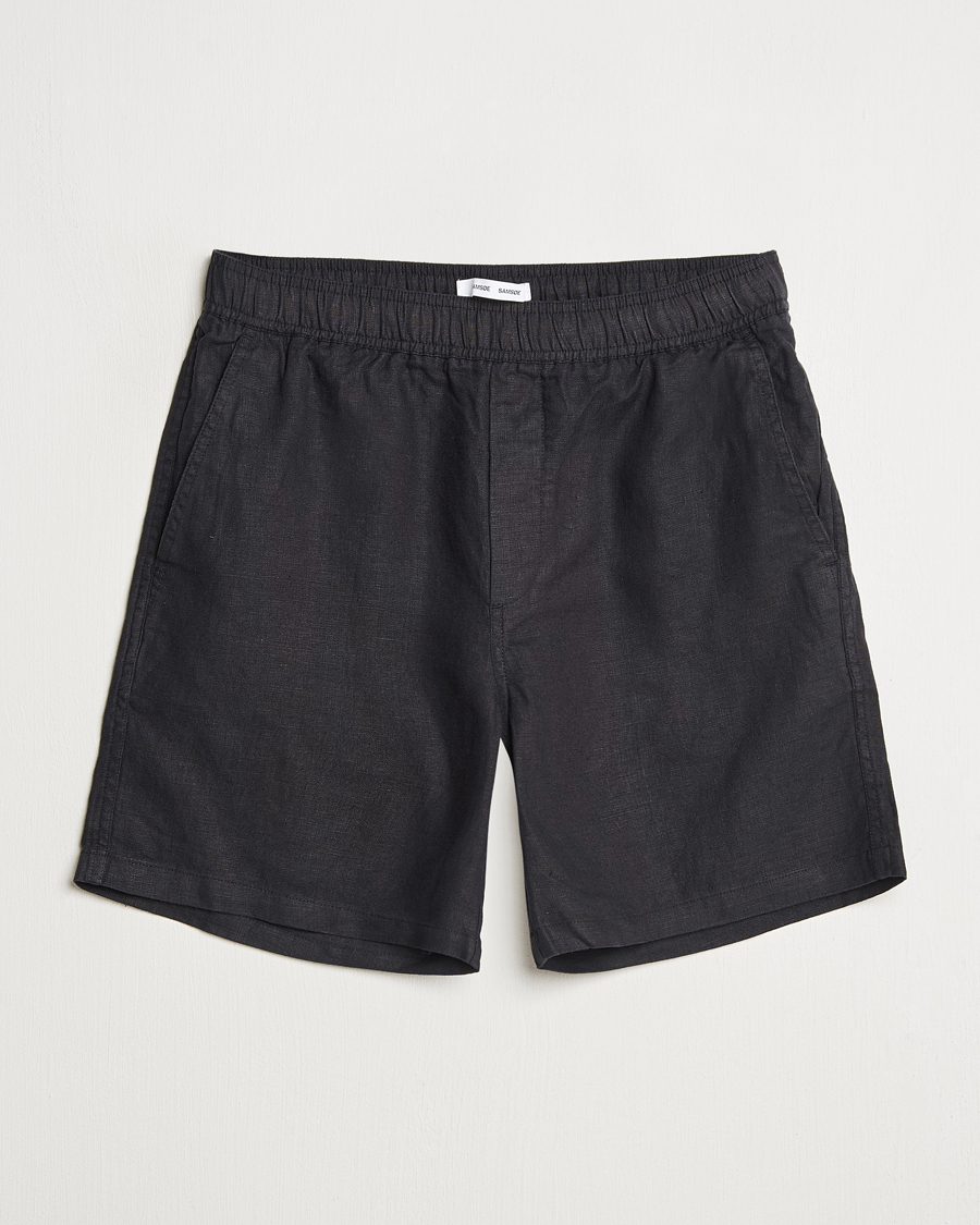 Heren | Korte broek | Samsøe Samsøe | Jabari Linen Drawstring Shorts Black