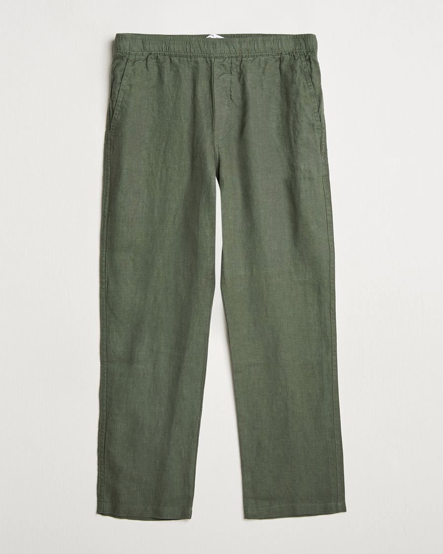 Heren | Broeken | Samsøe Samsøe | Jabari Linen Drawstring Trousers Climbing Ivy