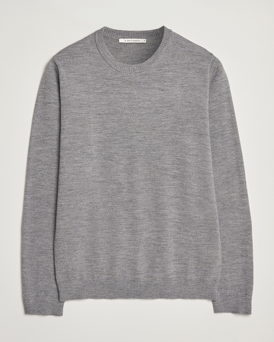 Heren | Truien | A Day's March | Álagon Merino Crew Grey
