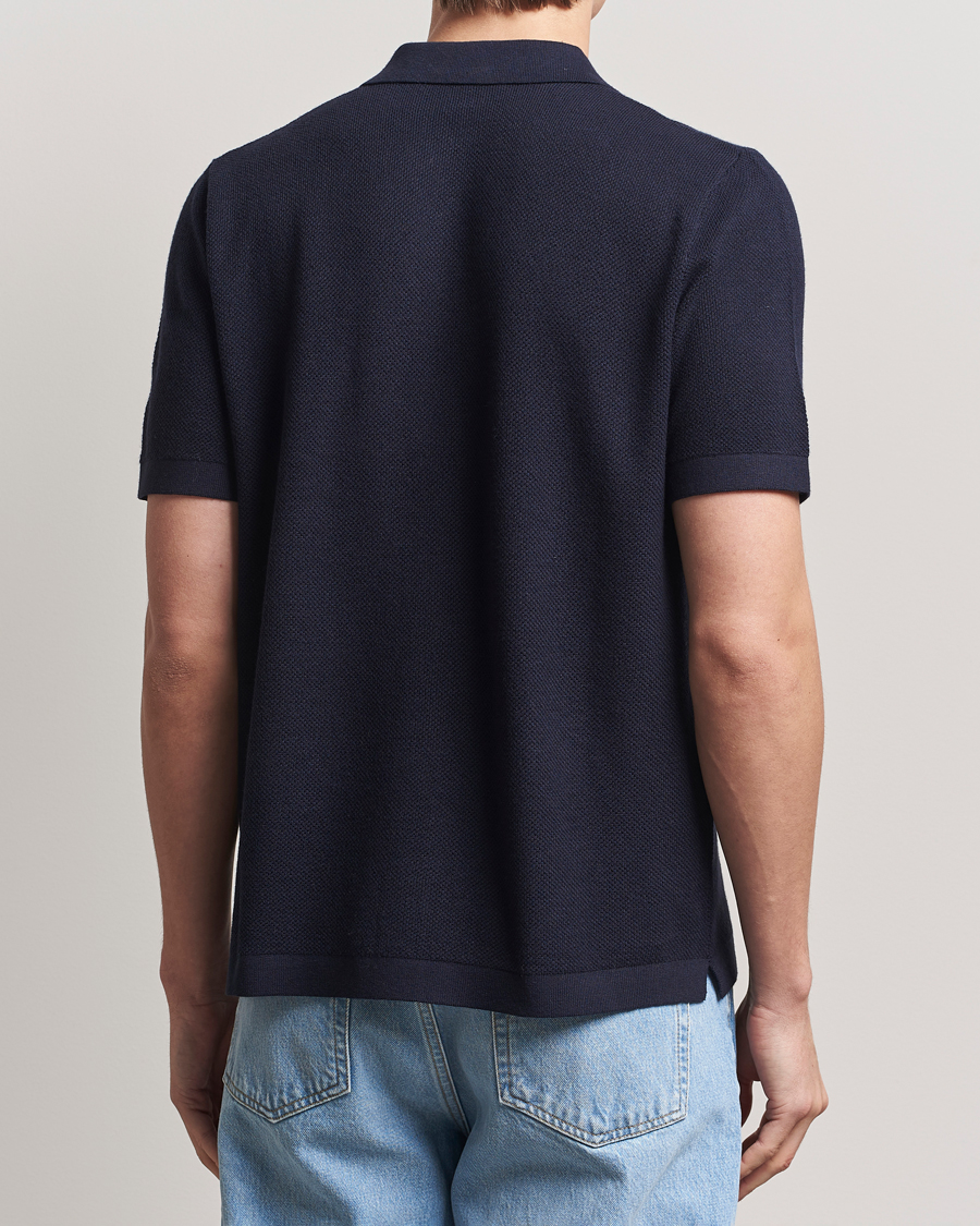 Heren | Truien | A Day's March | Yamu Structure Short Sleeve Navy