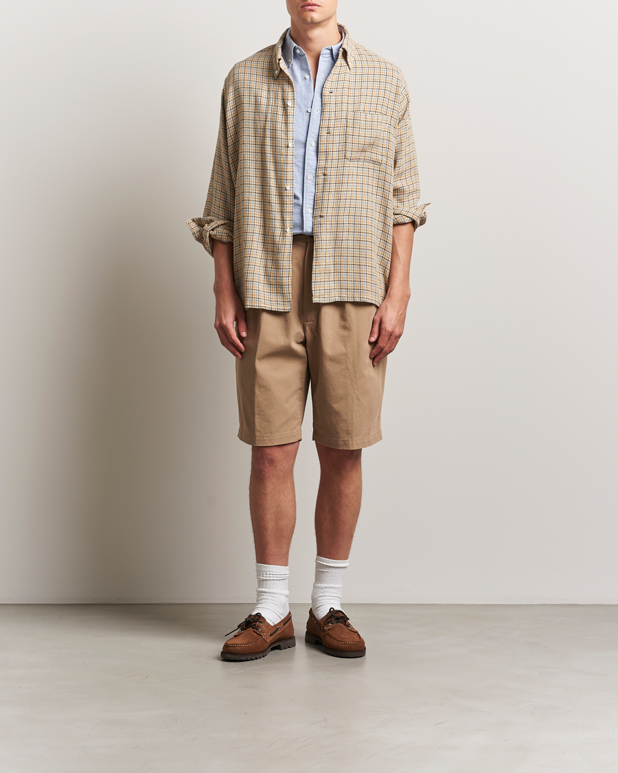 Heren | Korte broek | BEAMS PLUS | Pleated Twill Shorts Khaki