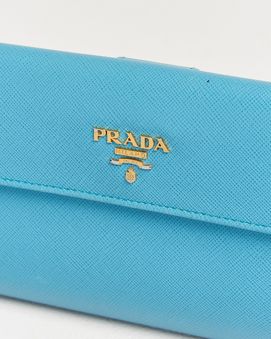 Heren | Prada Pre-Owned Saffiano Leather Wallet Light Blue | Prada Pre-Owned | Saffiano Leather Wallet Light Blue