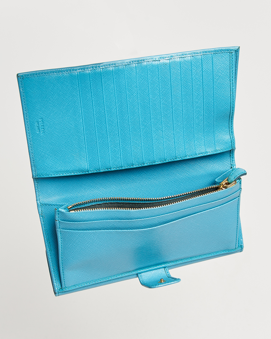 Heren | Prada Pre-Owned Saffiano Leather Wallet Light Blue | Prada Pre-Owned | Saffiano Leather Wallet Light Blue