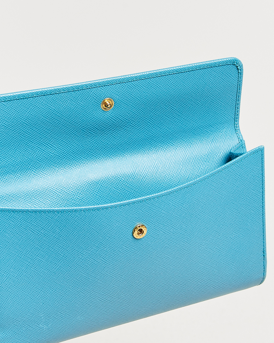 Heren | Prada Pre-Owned Saffiano Leather Wallet Light Blue | Prada Pre-Owned | Saffiano Leather Wallet Light Blue